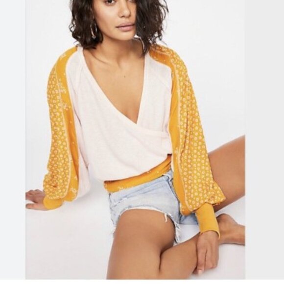 Free People Auxton Thermal Tie Waist Top Pink Large L - Picture 1 of 12